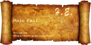 Hain Emil névjegykártya